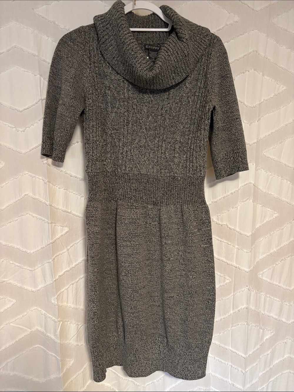 Women’s Gray Cowl Neck Knit Sweater Dress